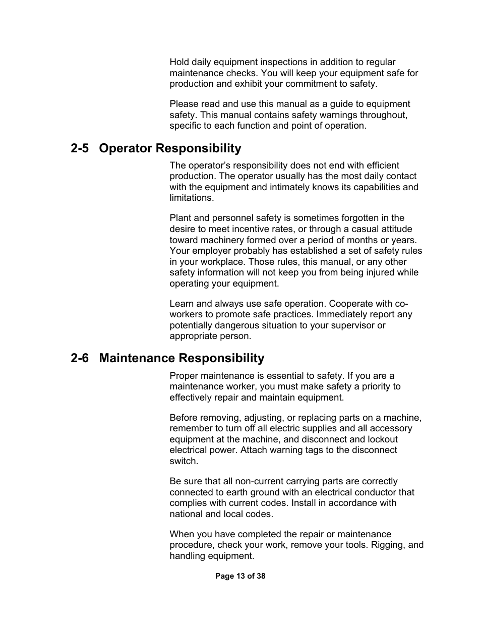 6 maintenance responsibility, 7 safety devices, 5 operator responsibility | Sterlco SSC Conveying Systems User Manual | Page 14 / 39