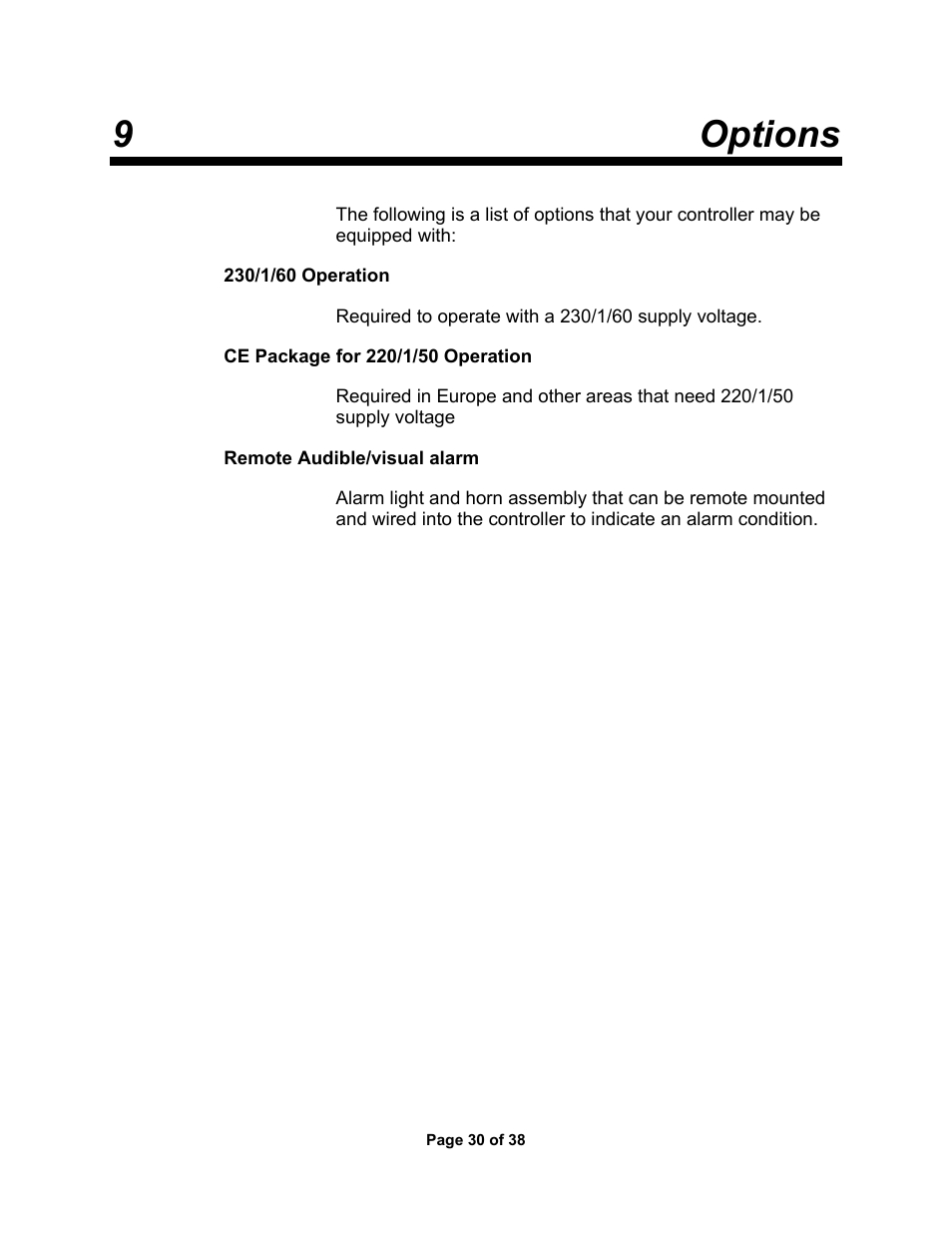 10 spare parts list, 9options | Sterlco SSC Conveying Systems User Manual | Page 31 / 39