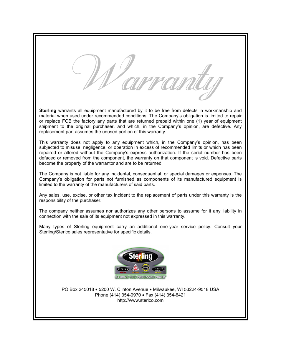 Sterlco SSC Conveying Systems User Manual | Page 38 / 39