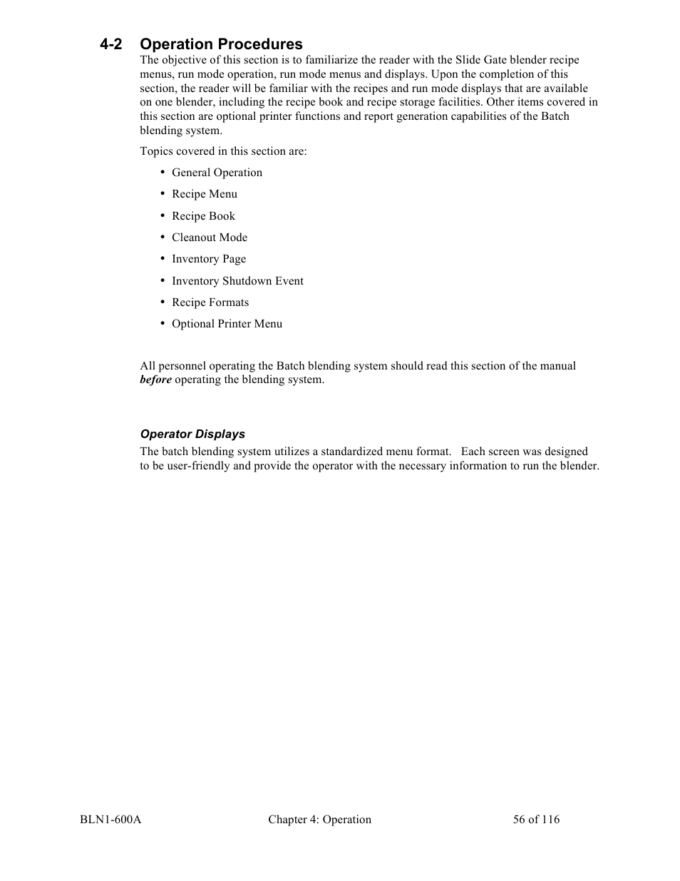 2 operation procedures | Sterlco SGBD Series Batch Gravimetric Blenders User Manual | Page 56 / 116