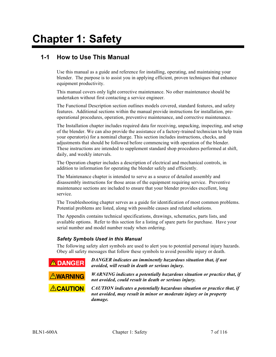 Chapter 1: safety, 1 how to use this manual | Sterlco SGBD Series Batch Gravimetric Blenders User Manual | Page 7 / 116