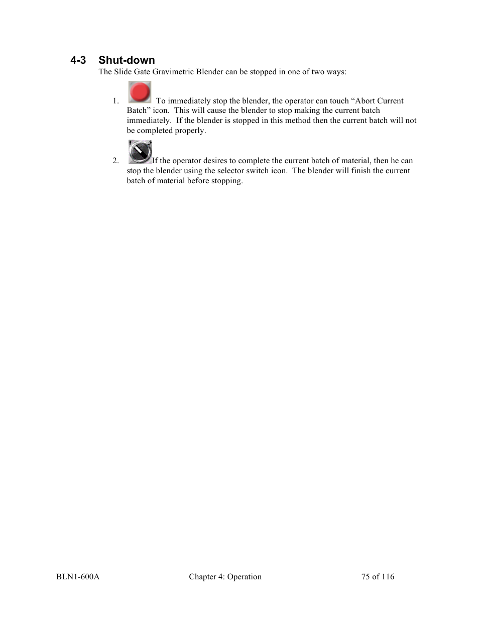 3 shut-down | Sterlco SGBD Series Batch Gravimetric Blenders User Manual | Page 75 / 116