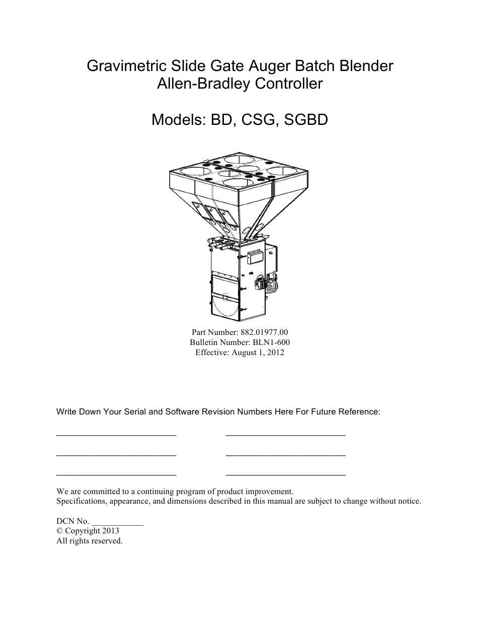 Sterlco SGBD Series Batch Gravimetric Blenders User Manual | 110 pages