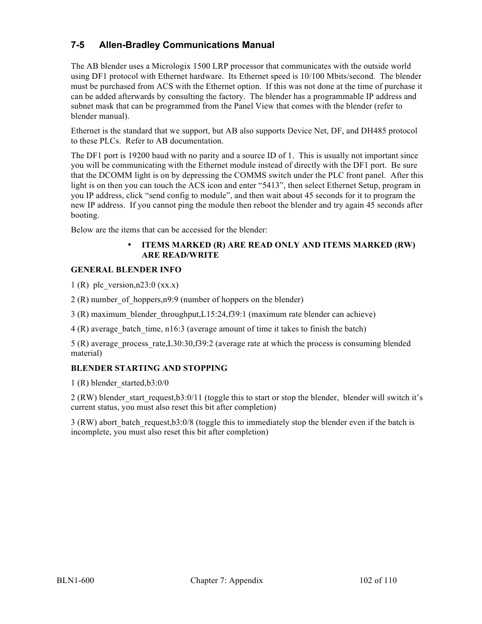 Sterlco SGBD Series Batch Gravimetric Blenders User Manual | Page 102 / 110