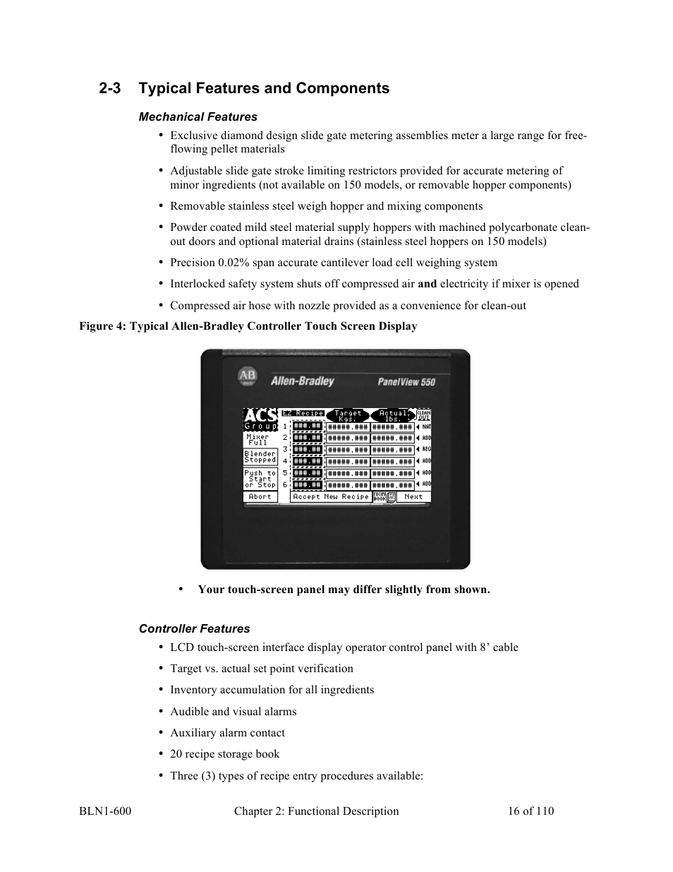 3 typical features and components | Sterlco SGBD Series Batch Gravimetric Blenders User Manual | Page 16 / 110