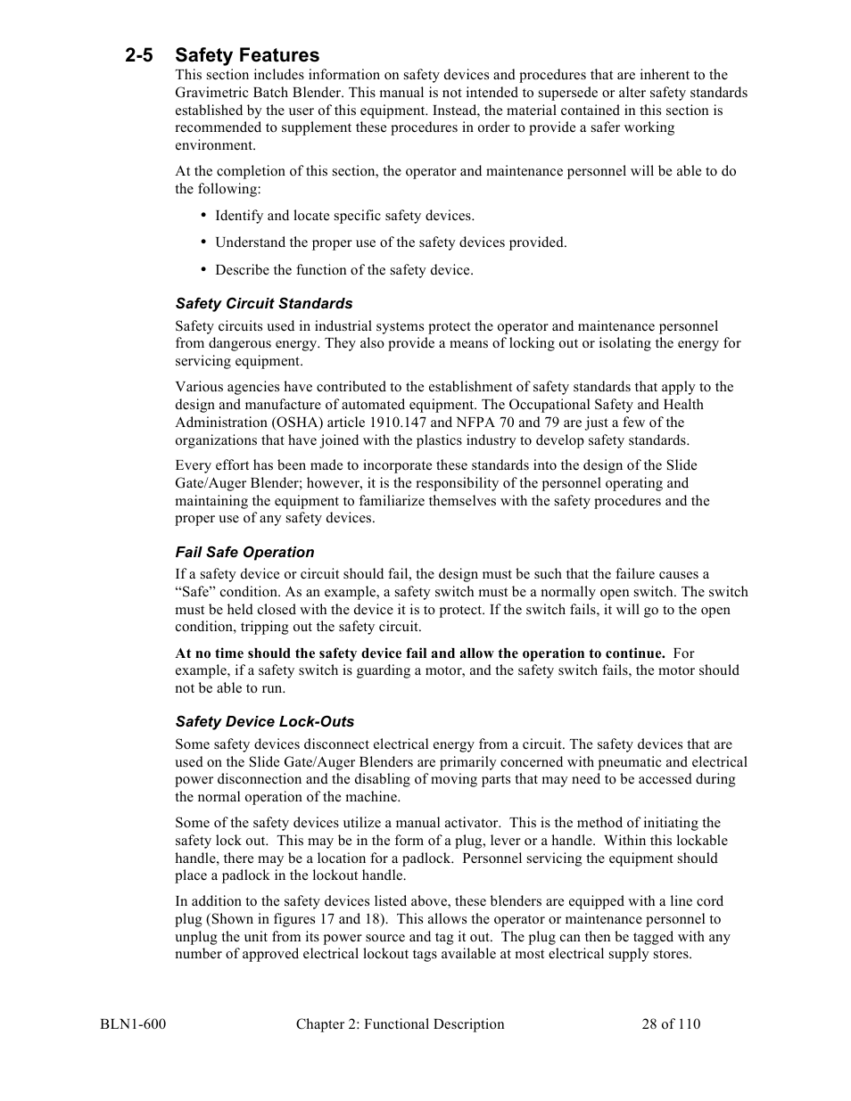 5 safety features | Sterlco SGBD Series Batch Gravimetric Blenders User Manual | Page 28 / 110