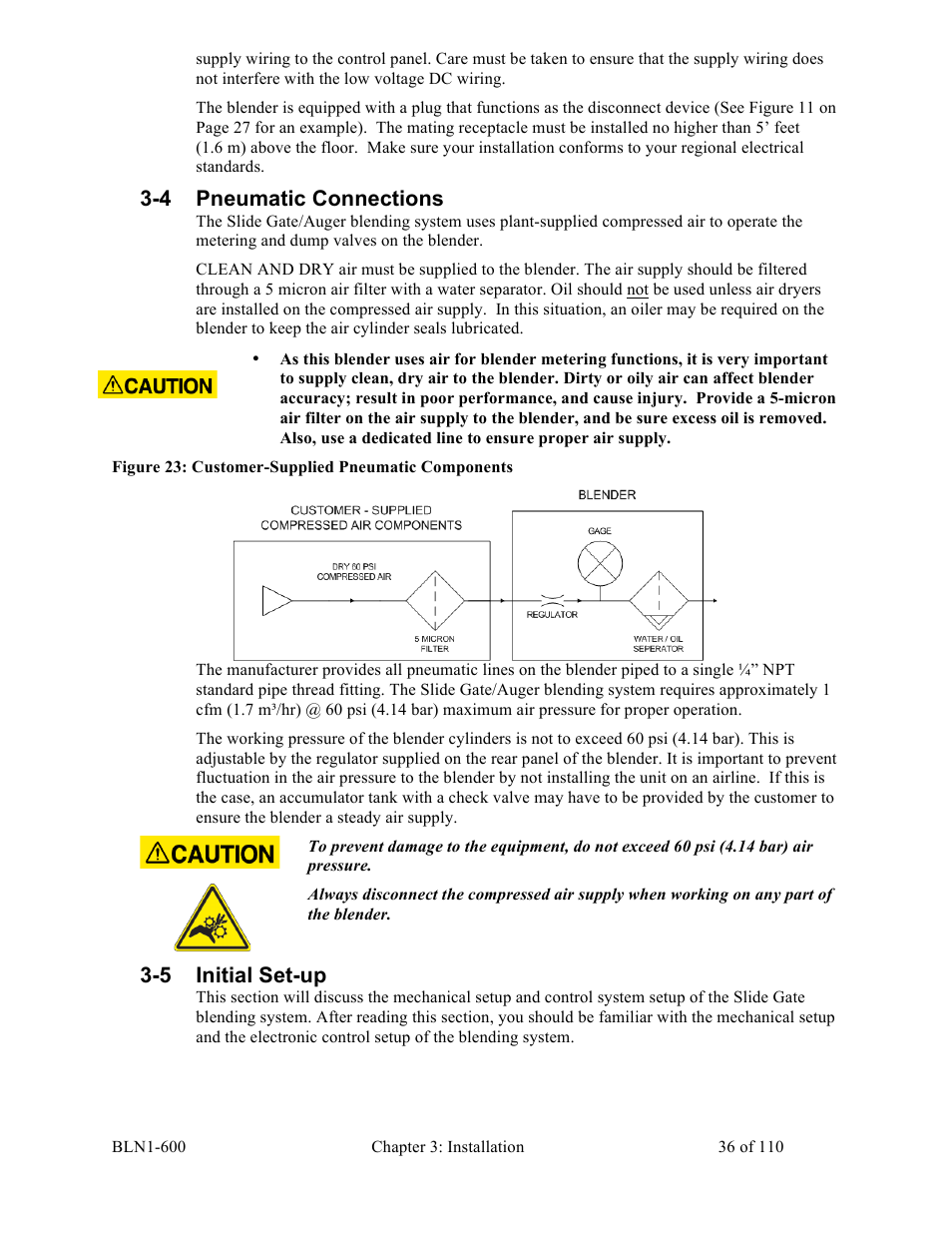 4 pneumatic connections, 5 initial set-up | Sterlco SGBD Series Batch Gravimetric Blenders User Manual | Page 36 / 110