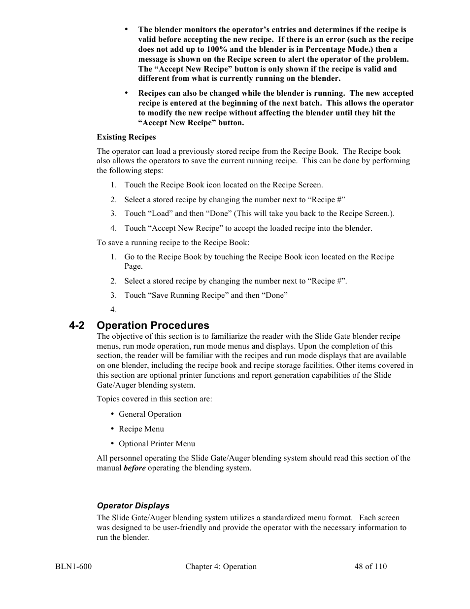 2 operation procedures | Sterlco SGBD Series Batch Gravimetric Blenders User Manual | Page 48 / 110