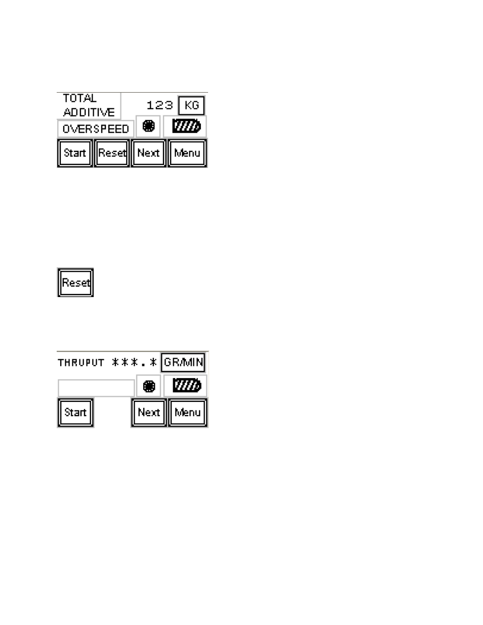 Totalizer screen, Throughput screen, Motor speed screen | Sterlco SDD Series User Manual | Page 47 / 93