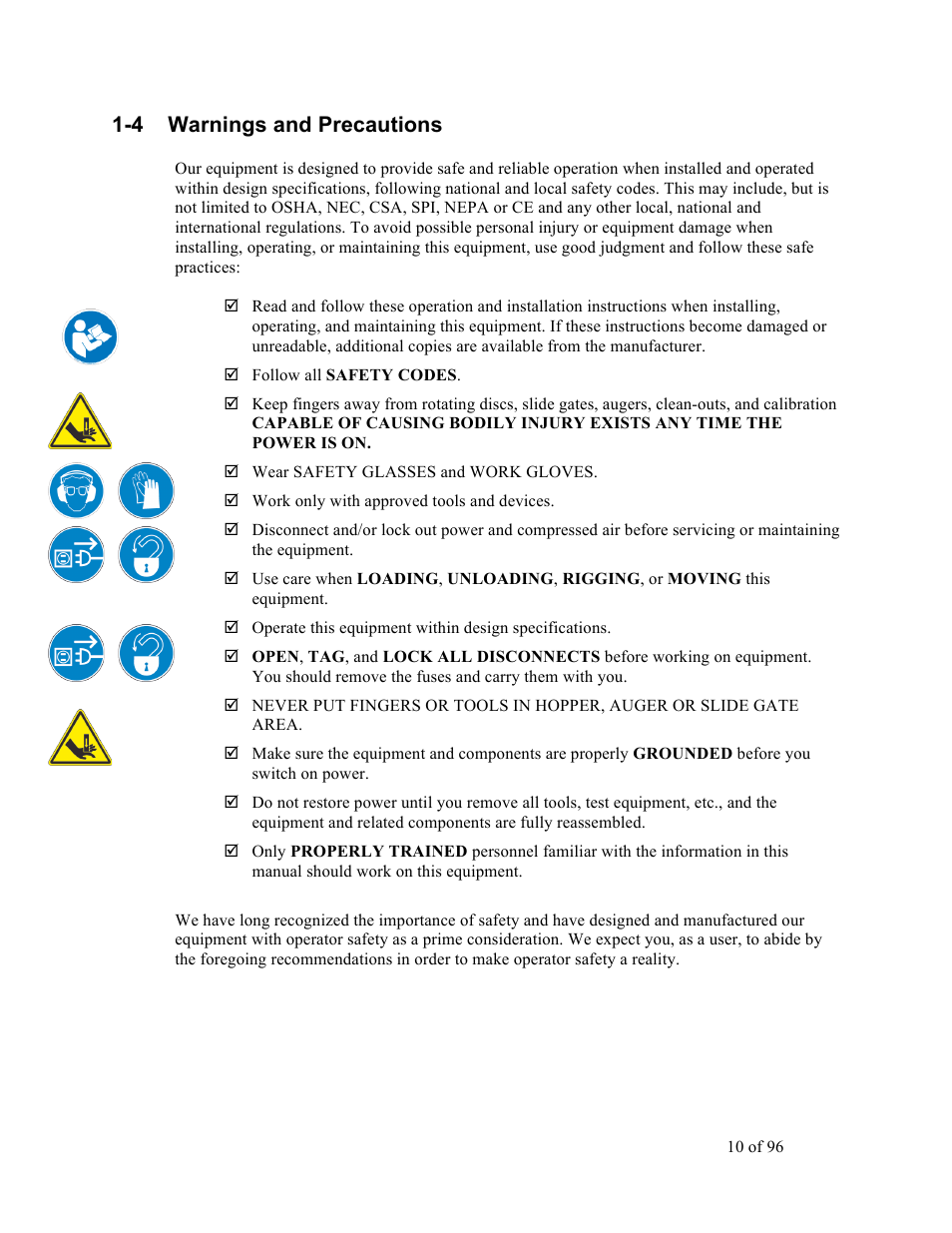 4 warnings and precautions | Sterlco SDD Series User Manual | Page 10 / 96