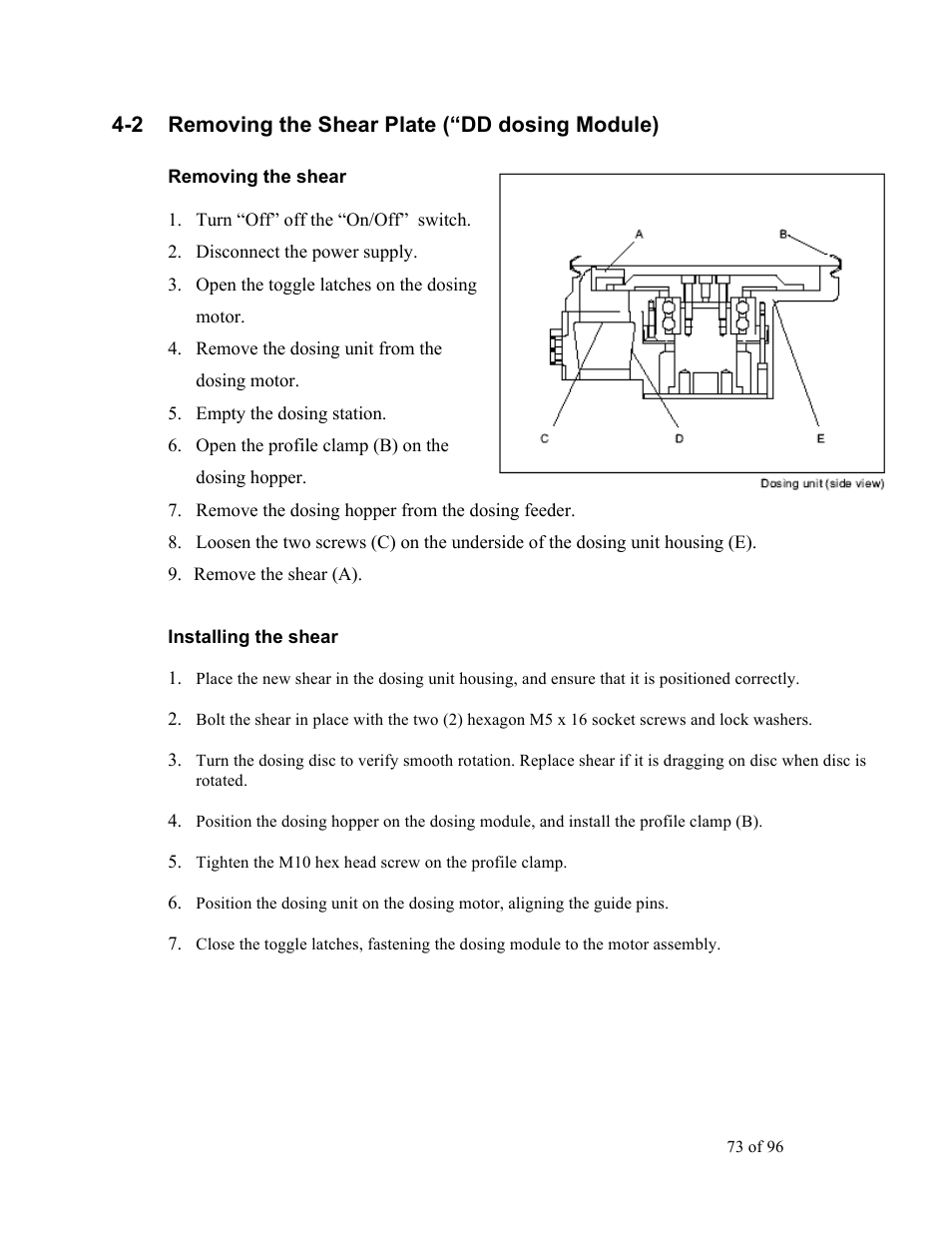 2 removing the shear plate (“dd dosing module) | Sterlco SDD Series User Manual | Page 73 / 96