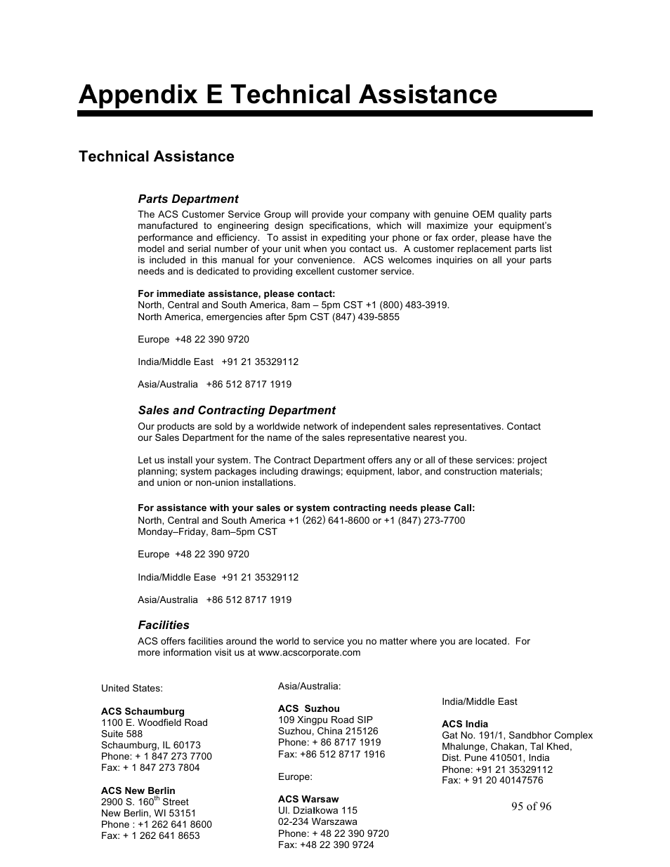 Appendix e technical assistance, Technical assistance | Sterlco SDD Series User Manual | Page 95 / 96