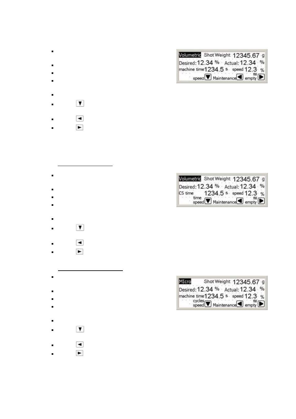3 main screen for mode "2" (volumetric mode), Feeding time) | Sterlco SF1000 Gravimetric Additive Feeder User Manual | Page 15 / 37