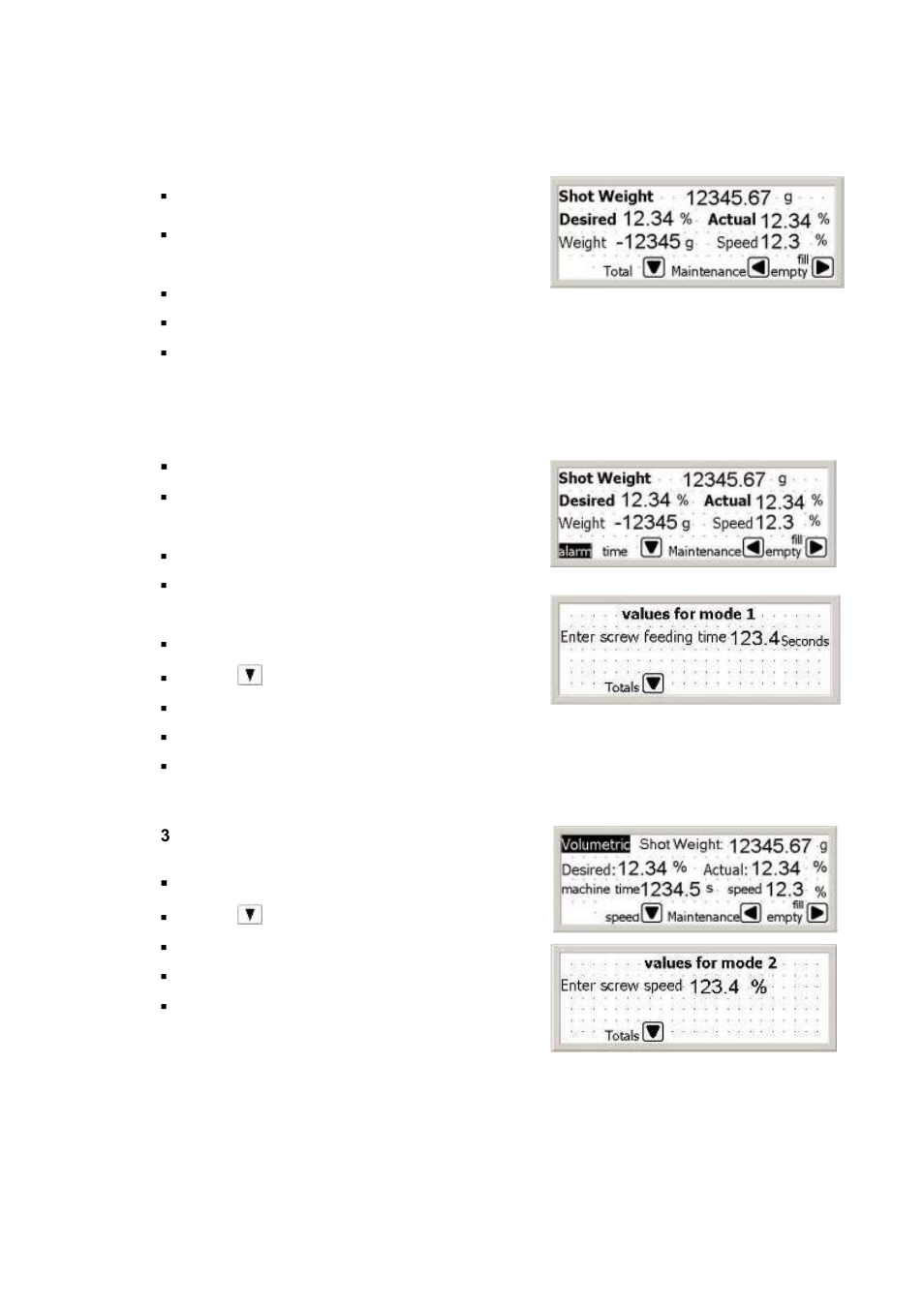 5 process data parameters setup, 1 entering process data parameters in mode "0, 2 process data parameters in mode "1 | Process data parameters in mode "2 | Sterlco SF1000 Gravimetric Additive Feeder User Manual | Page 18 / 37