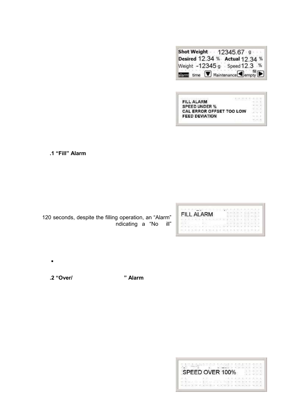7 failure alarms, 1 “fill” alarm, 2 “over/under speed (dose)” alarms | Sterlco SF1000 Gravimetric Additive Feeder User Manual | Page 21 / 37