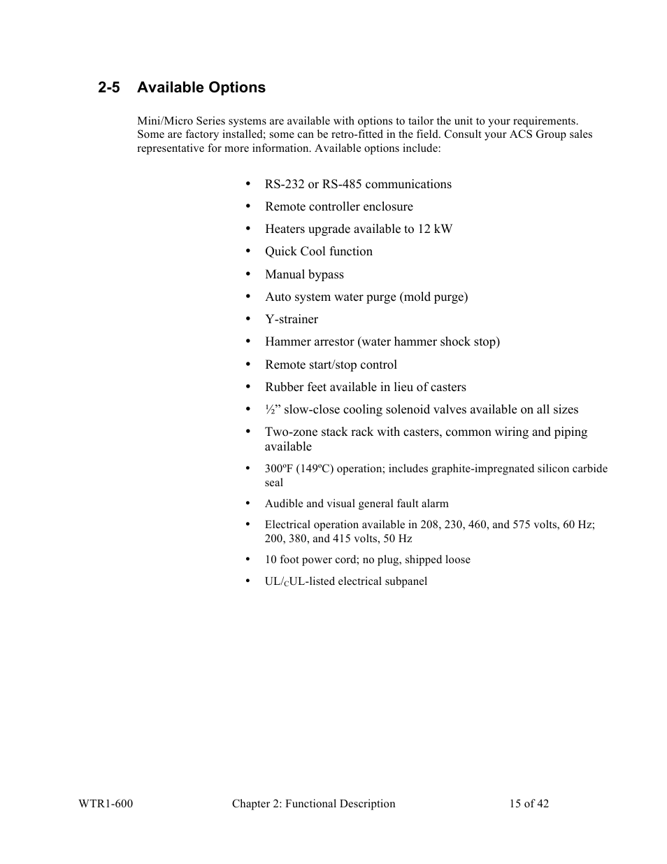 5 available options | Sterlco SEU Series Economical Water TCU User Manual | Page 15 / 42