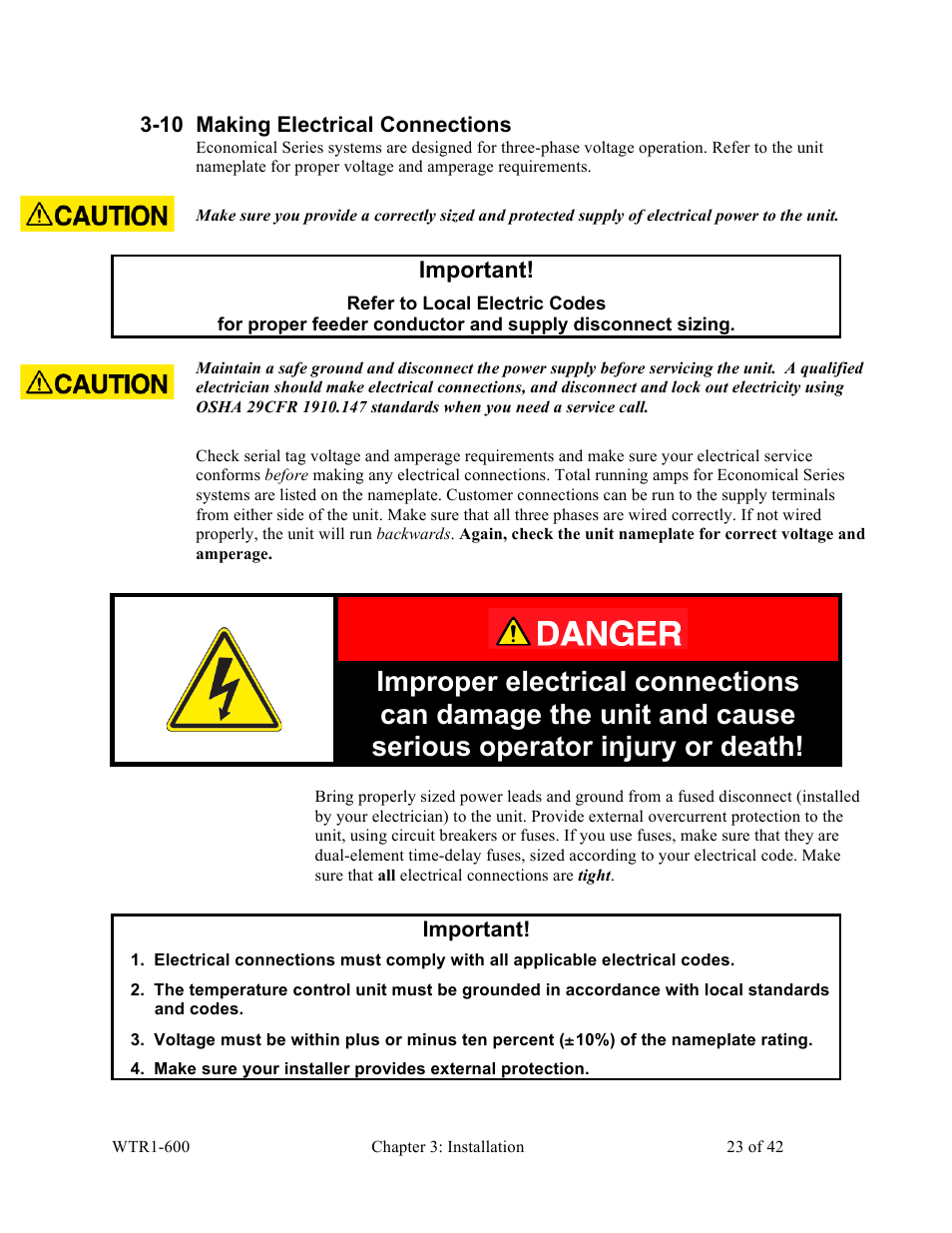 Important | Sterlco SEU Series Economical Water TCU User Manual | Page 23 / 42