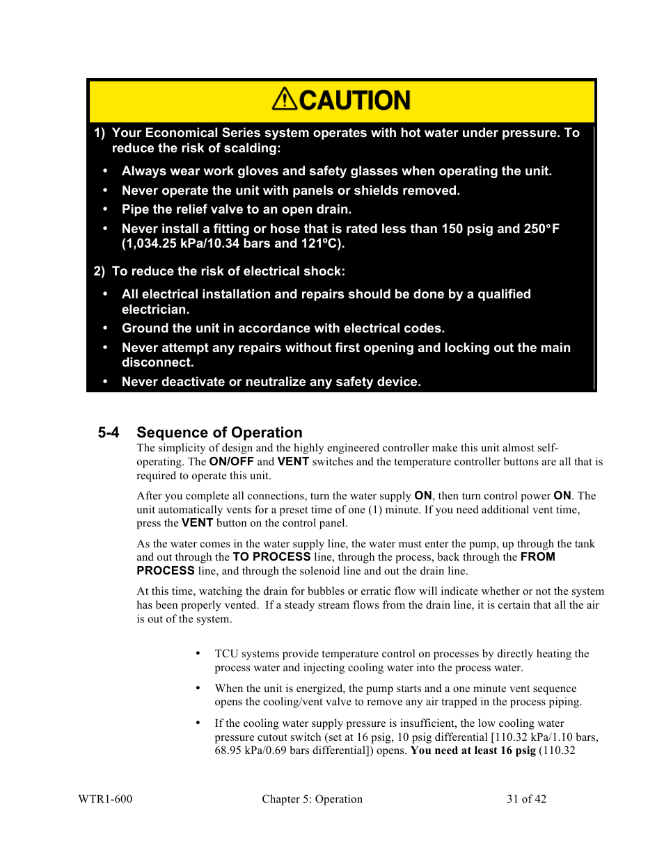 4 sequence of operation | Sterlco SEU Series Economical Water TCU User Manual | Page 31 / 42