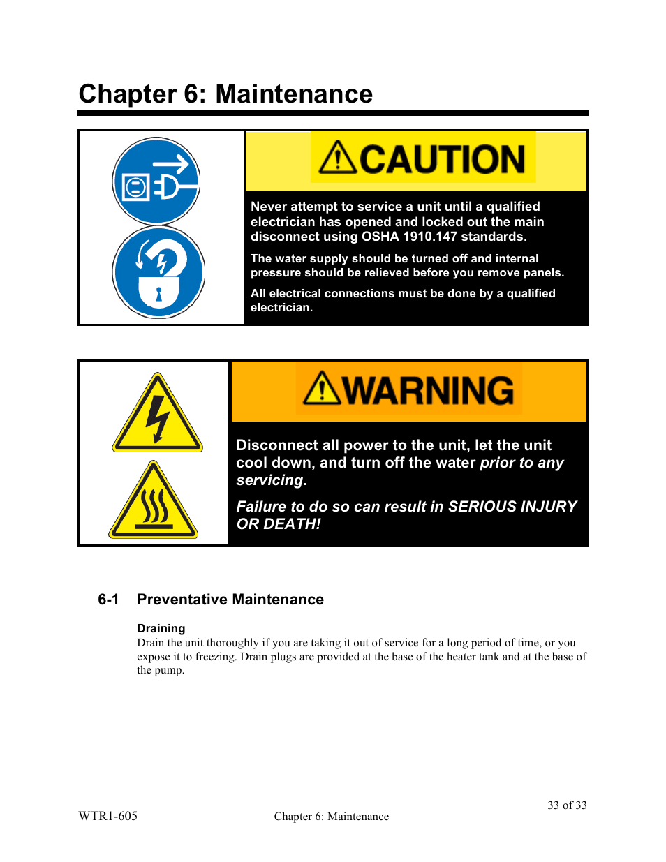 Chapter 6: maintenance | Sterlco SEU Series Economical Water TCU User Manual | Page 33 / 42