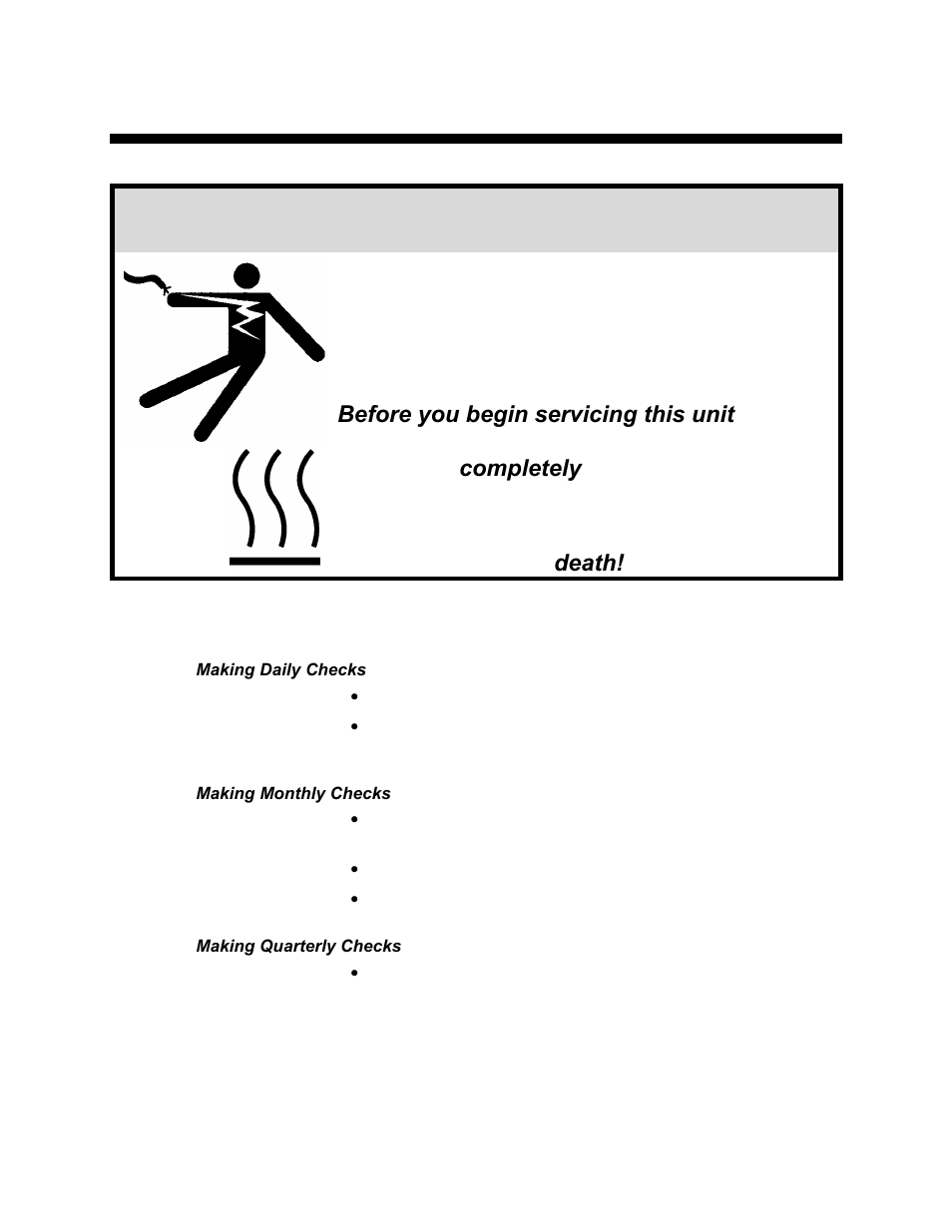 Chapter 6: preventive maintenance, Warning | Sterlco Midsize User Manual | Page 35 / 59