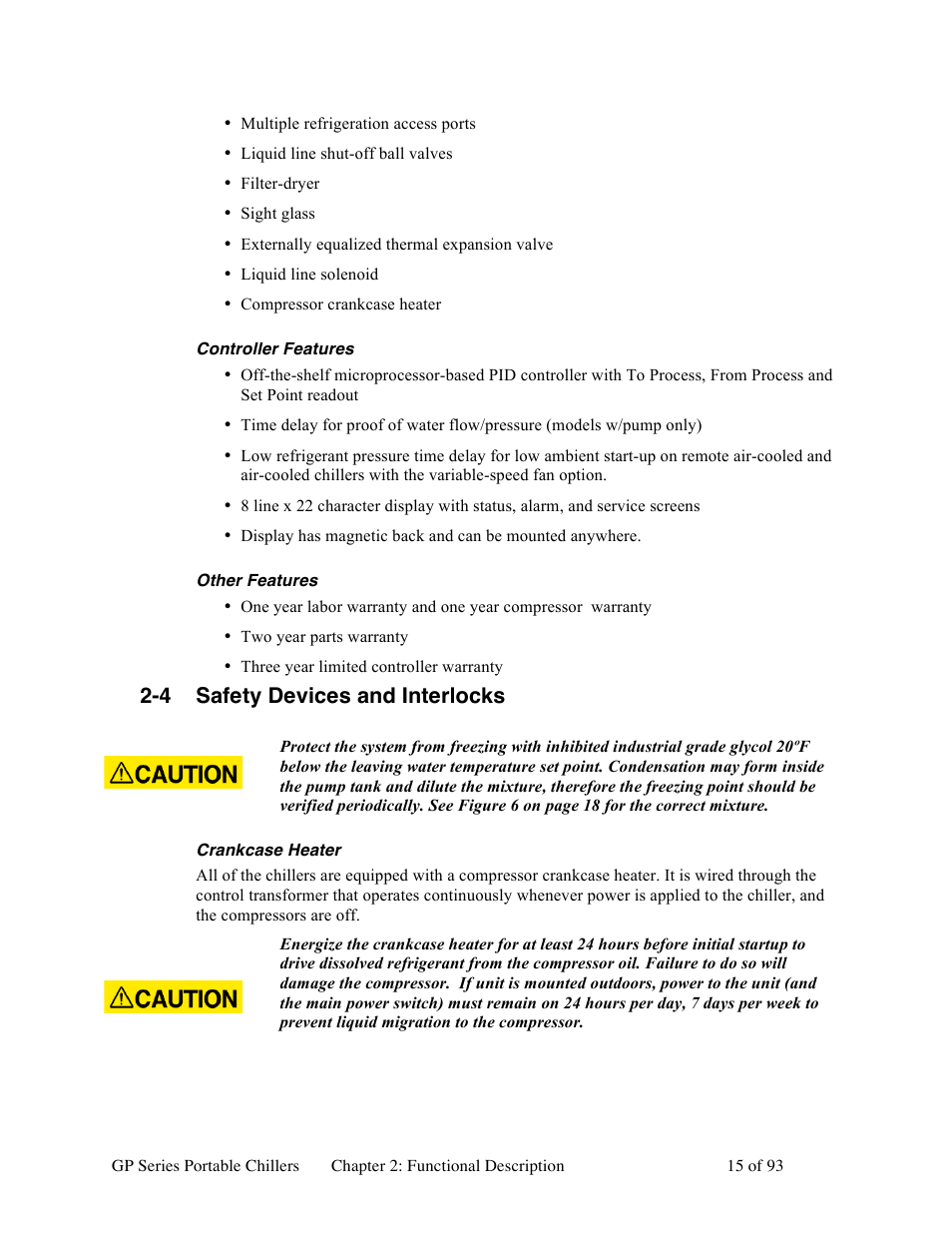 4 safety devices and interlocks | Sterlco GP Series 5-15 HP Portable Chillers User Manual | Page 15 / 93