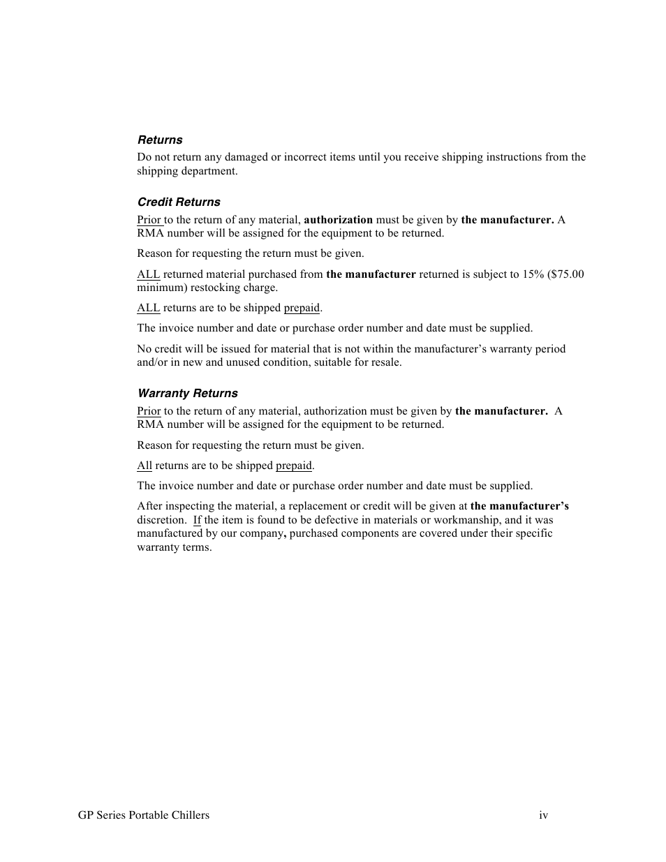 Sterlco GP Series 5-15 HP Portable Chillers User Manual | Page 4 / 93