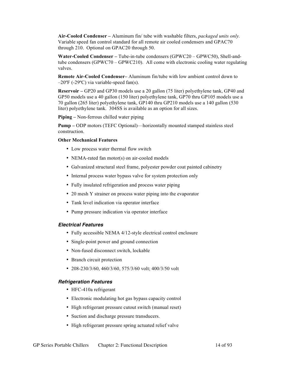 Sterlco GP Series 20-60 HP Packaged Chillers User Manual | Page 14 / 93
