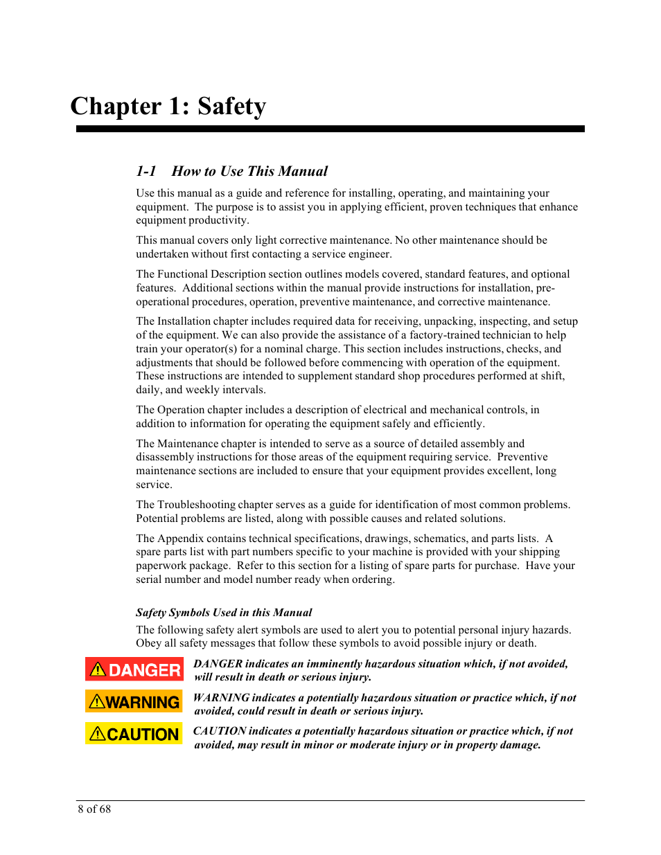 Chapter 1: safety, 1 how to use this manual | Sterlco M2B+ Controller User Manual | Page 8 / 68