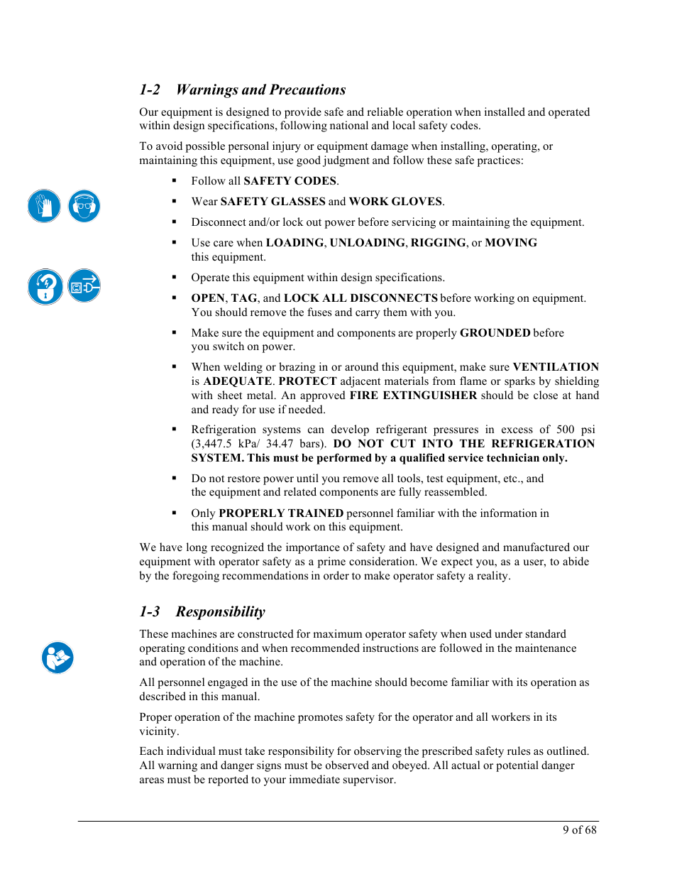 2 warnings and precautions, 3 responsibility | Sterlco M2B+ Controller User Manual | Page 9 / 68