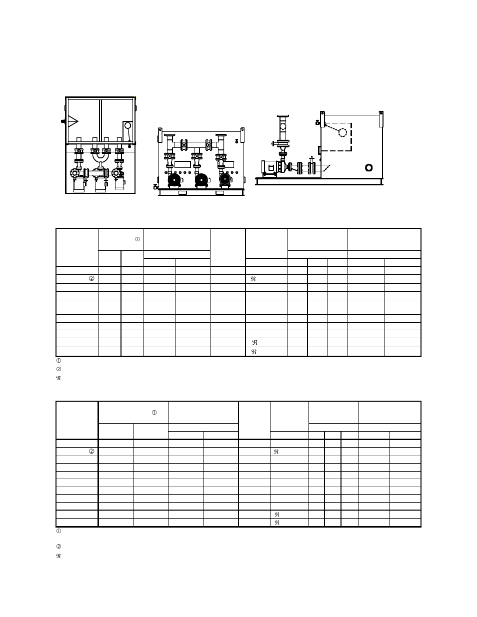 3 drawings and specifications, American standards, Metric standards | Cooling tower water pump tanks, Top view front view side view | Sterlco 140 to 6,285 Gallon Pump Tanks User Manual | Page 21 / 36