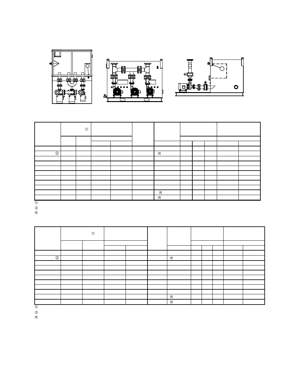 American standards, Metric standards, Chilled water pump tanks | Top view front view side view | Sterlco 140 to 6,285 Gallon Pump Tanks User Manual | Page 23 / 36