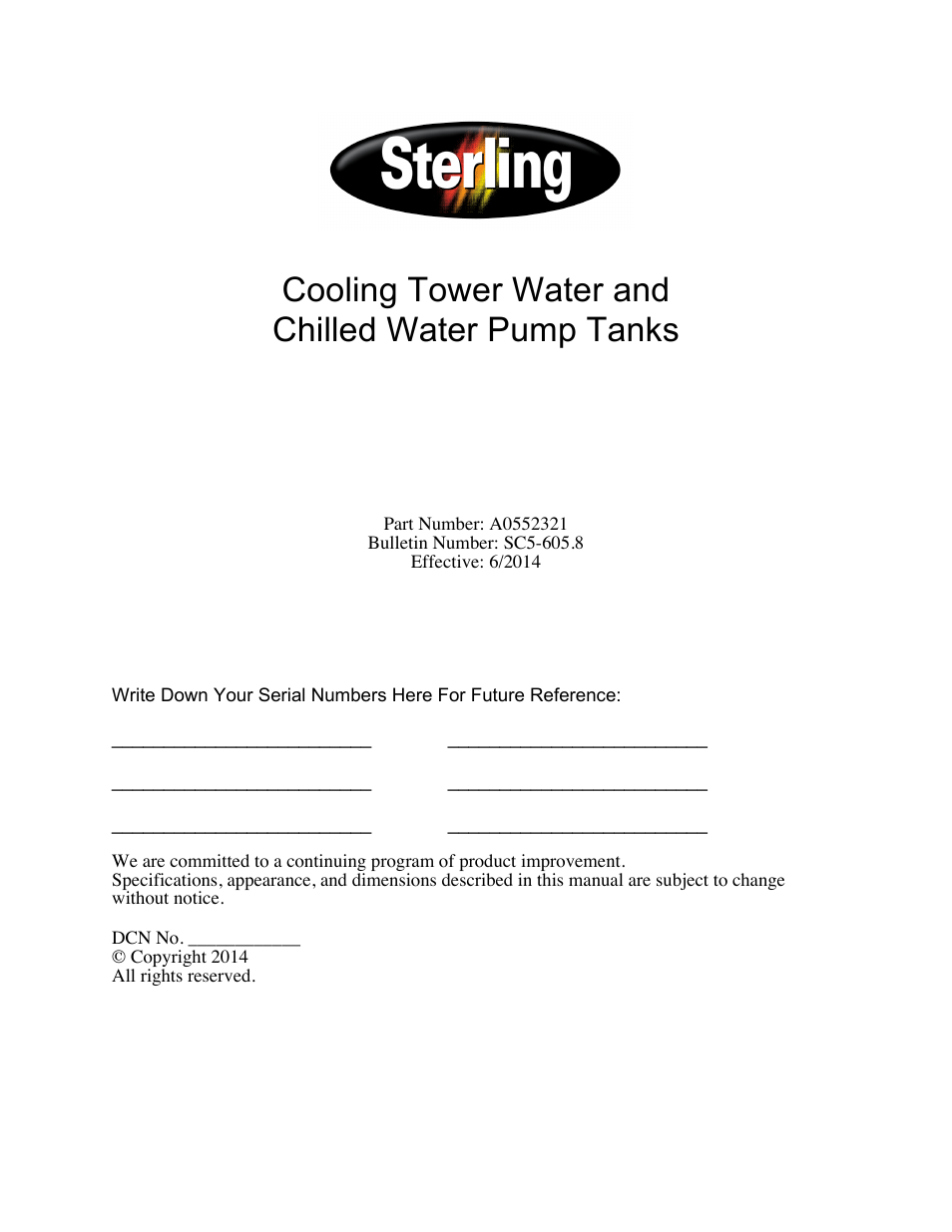 Sterlco 140 to 6,285 Gallon Pump Tanks User Manual | 67 pages