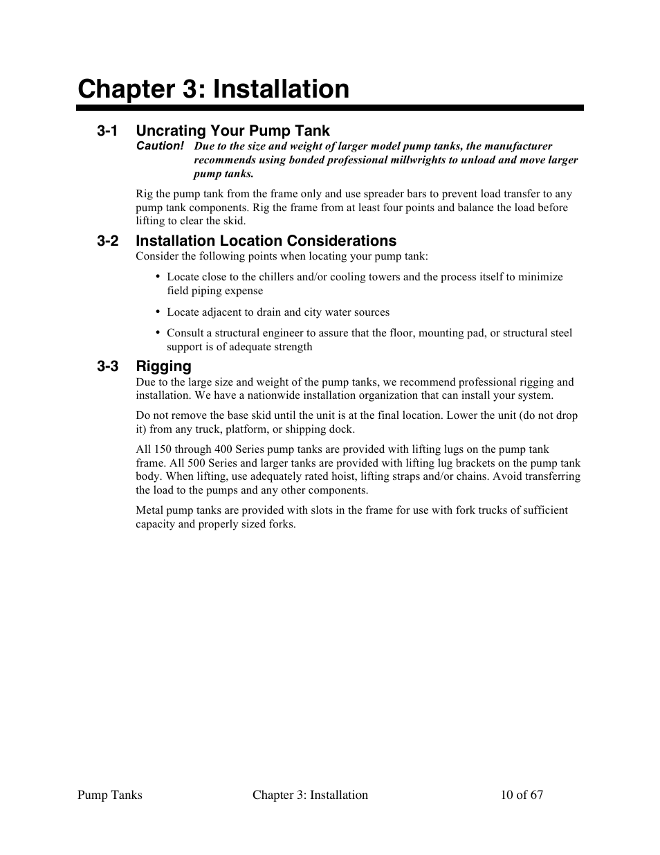 Chapter 3: installation | Sterlco 140 to 6,285 Gallon Pump Tanks User Manual | Page 10 / 67