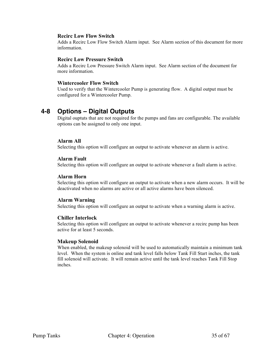 8 options – digital outputs | Sterlco 140 to 6,285 Gallon Pump Tanks User Manual | Page 35 / 67