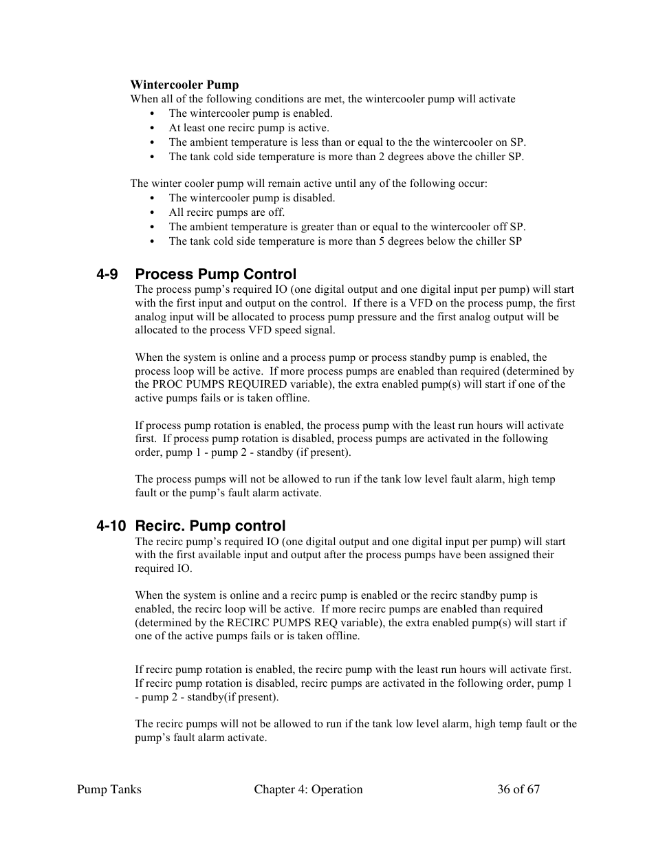 9 process pump control, 10 recirc. pump control | Sterlco 140 to 6,285 Gallon Pump Tanks User Manual | Page 36 / 67