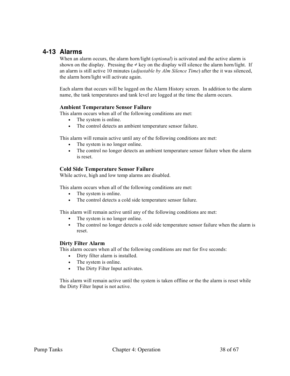 13 alarms | Sterlco 140 to 6,285 Gallon Pump Tanks User Manual | Page 38 / 67