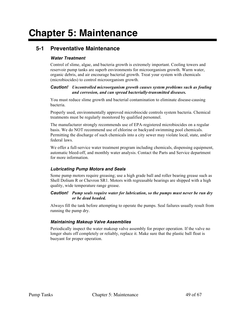 Chapter 5: maintenance | Sterlco 140 to 6,285 Gallon Pump Tanks User Manual | Page 49 / 67