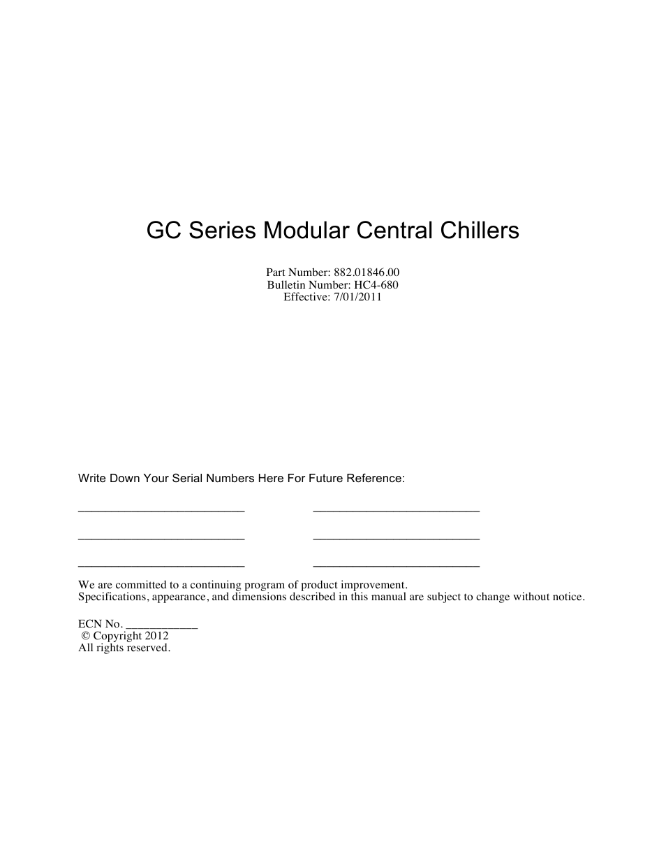 Sterlco GC Series Central Chiller User Manual | 79 pages