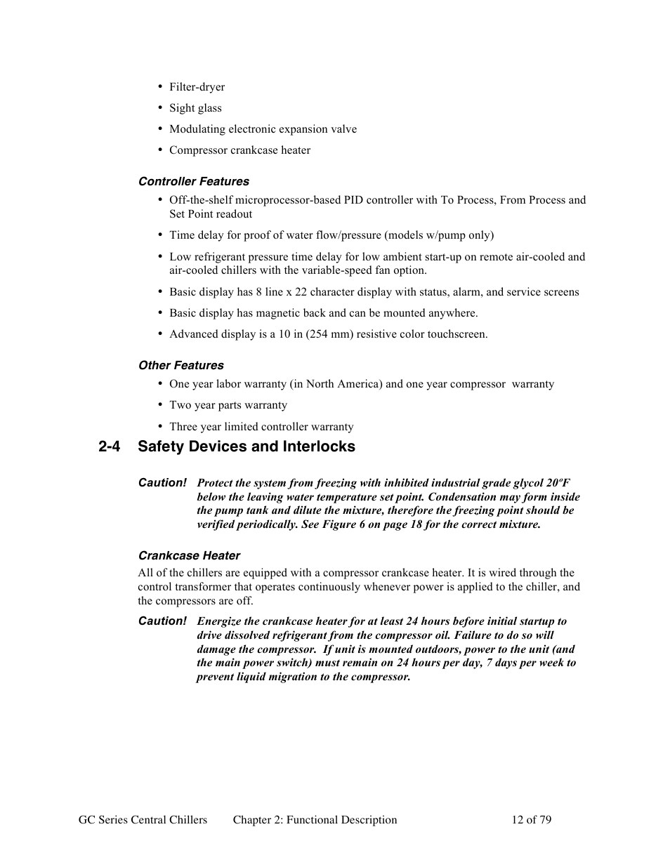 4 safety devices and interlocks | Sterlco GC Series Central Chiller User Manual | Page 12 / 79