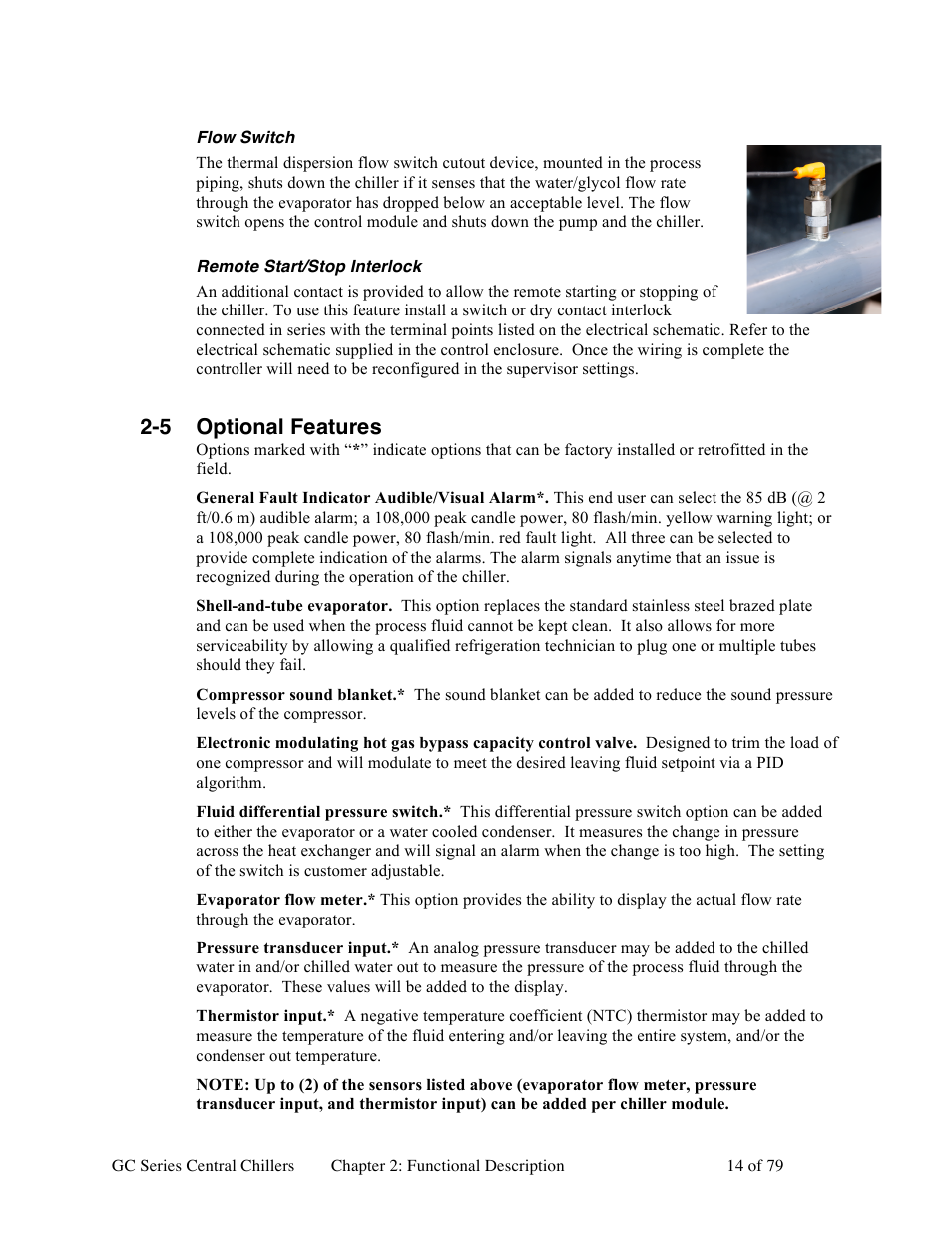 5 optional features | Sterlco GC Series Central Chiller User Manual | Page 14 / 79