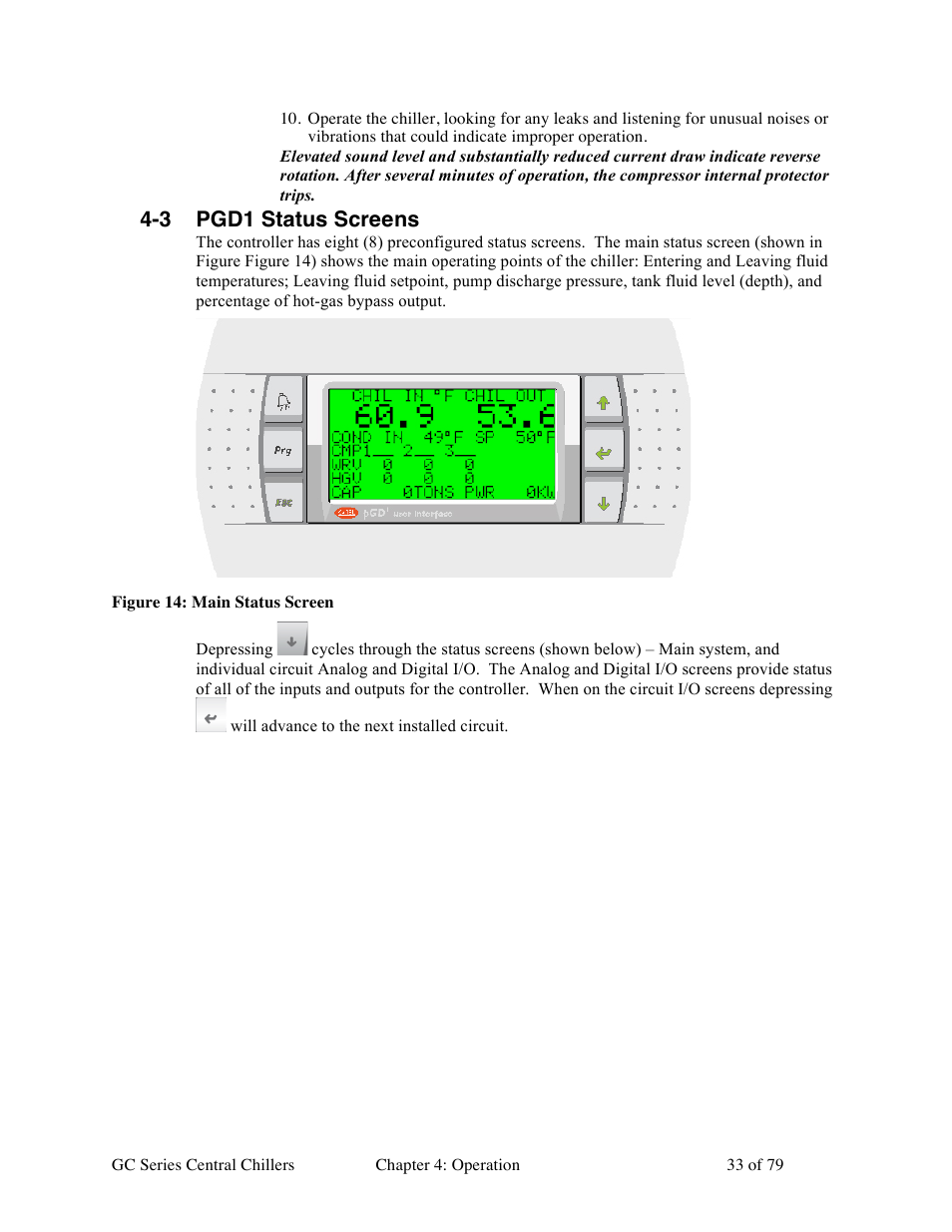 3 pgd1 status screens | Sterlco GC Series Central Chiller User Manual | Page 33 / 79