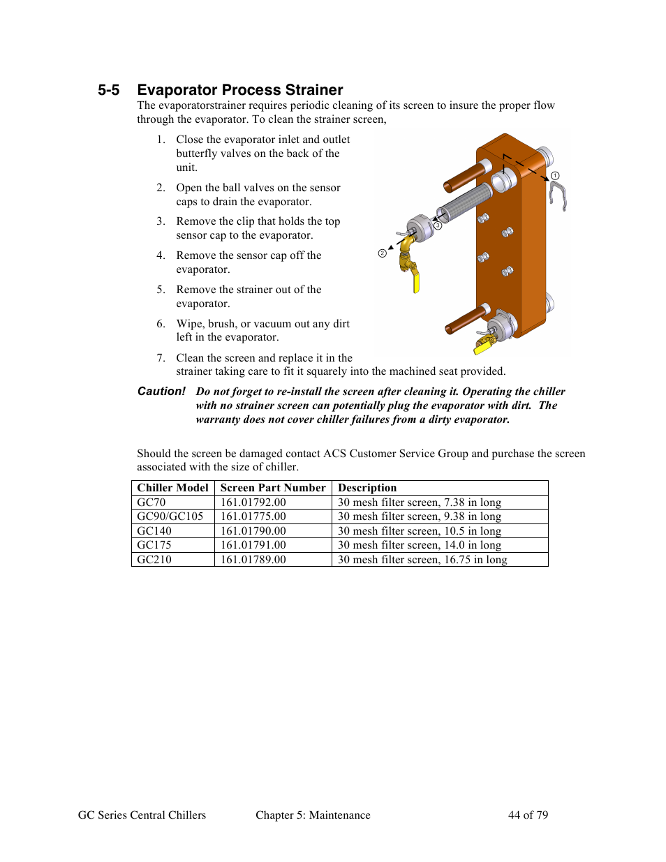 5 evaporator process strainer | Sterlco GC Series Central Chiller User Manual | Page 44 / 79