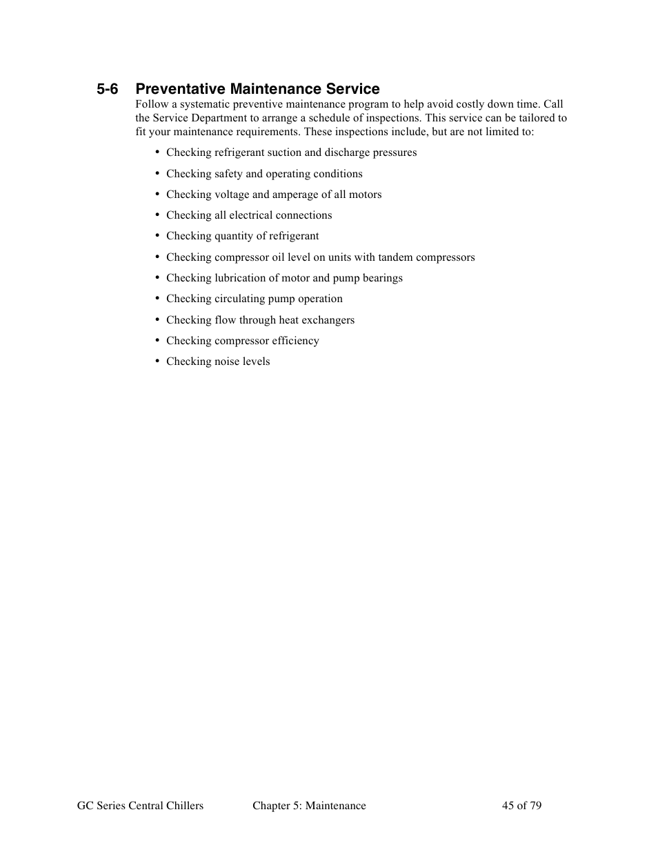 6 preventative maintenance service | Sterlco GC Series Central Chiller User Manual | Page 45 / 79