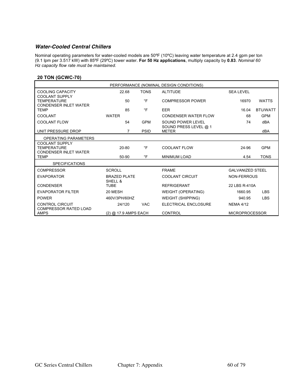 Water-cooled central chillers | Sterlco GC Series Central Chiller User Manual | Page 60 / 79