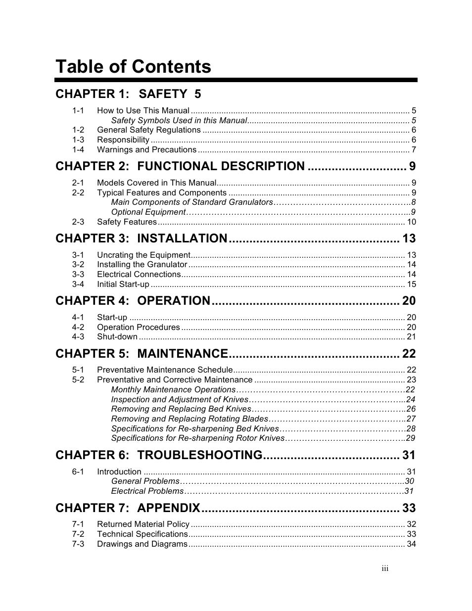 Sterlco BP800 Series Granulators User Manual | Page 3 / 41