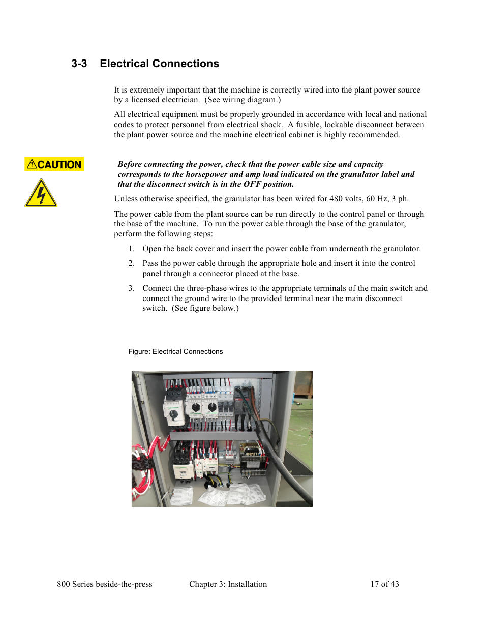 3 electrical connections | Sterlco BP800 Series Granulators User Manual | Page 17 / 43