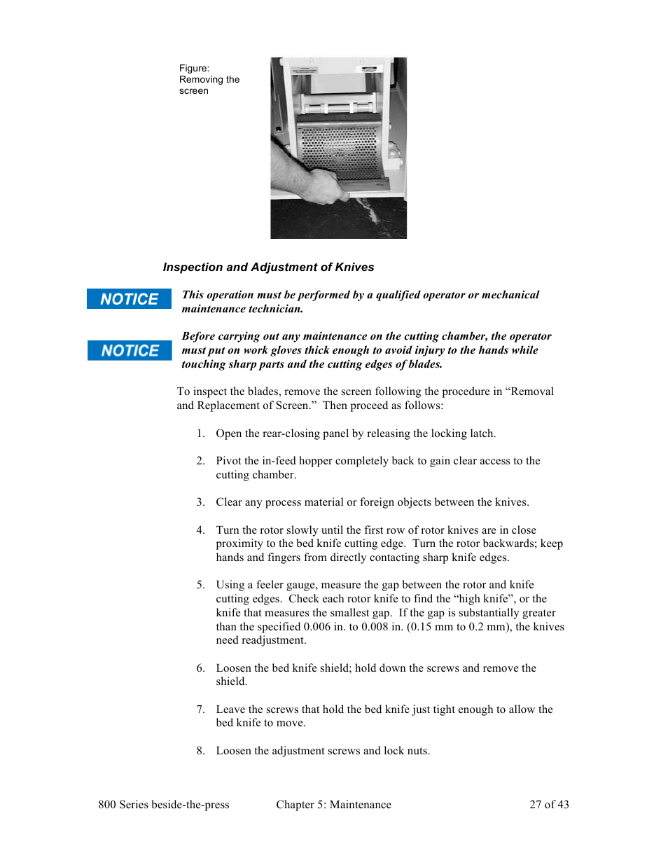 Sterlco BP800 Series Granulators User Manual | Page 27 / 43