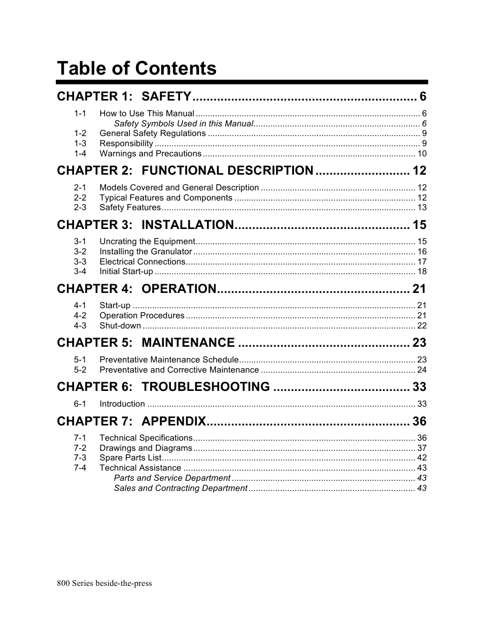 Sterlco BP800 Series Granulators User Manual | Page 5 / 43