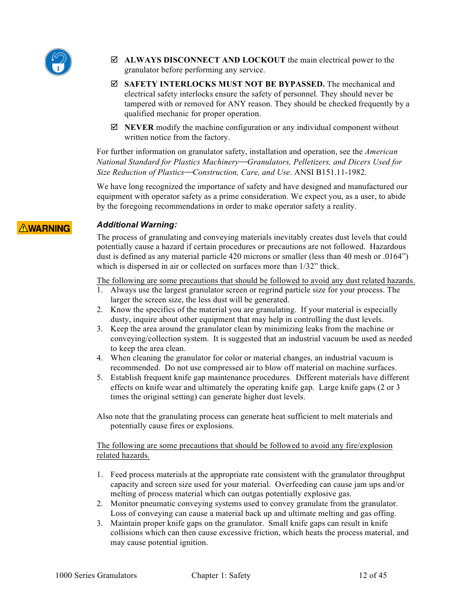 Sterlco BP 1000 Series Beside the Press Granulators User Manual | Page 12 / 45