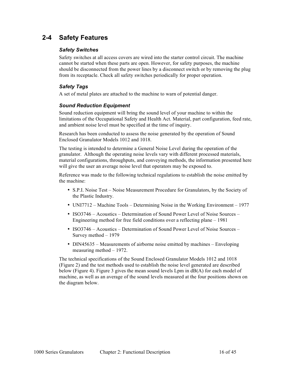 4 safety features | Sterlco BP 1000 Series Beside the Press Granulators User Manual | Page 16 / 45